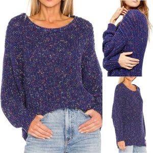 FREE PEOPLE Neon Lights  Oversized Sweater in Midnight Aura Combo Size S Small